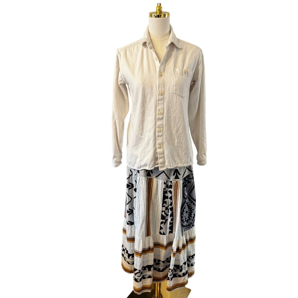 Jungmaven Topanga Shirt Hemp Organic Cotton Button Front Washed White XS
